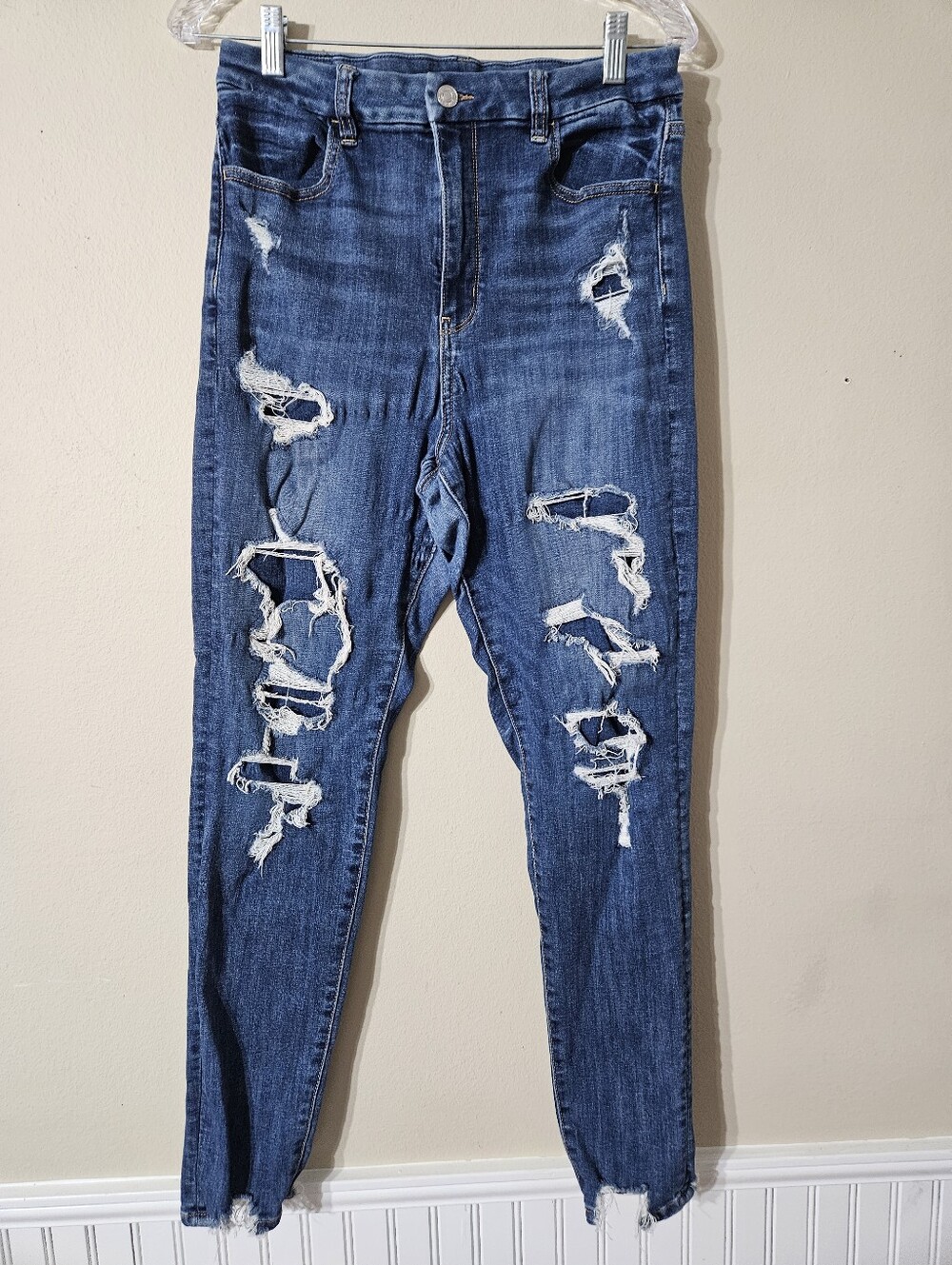 American Eagle Curvy Super High Rise Jegging Patched Jeans Size 12